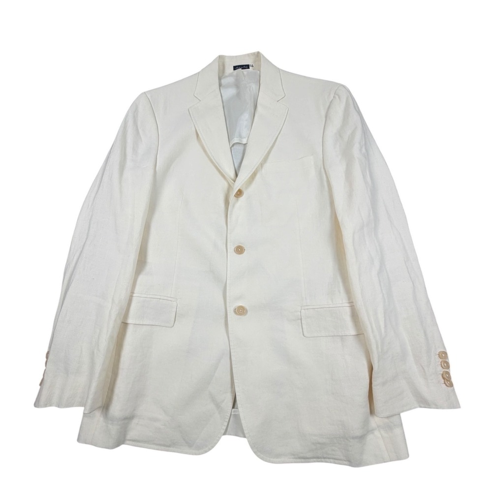 Polo By Ralph Lauren Mens Blazer Jacket Linen Cream White Italy Designer M 40R